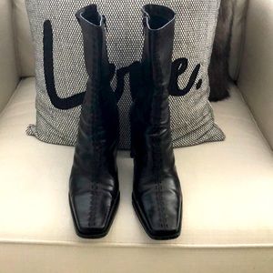 Black leather boots